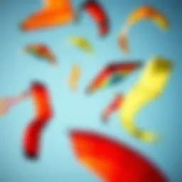 An array of vibrant kites soaring through a clear blue sky