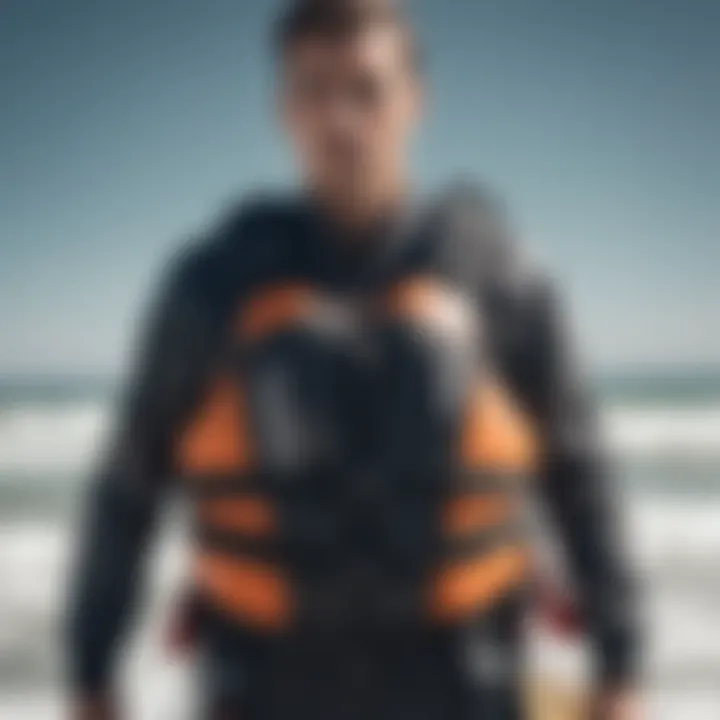 Illustration showing the correct fit of a life jacket on a windsurfer