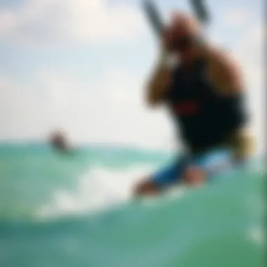 A kiteboarder wearing the Liquid Force Impact Vest in action on the water