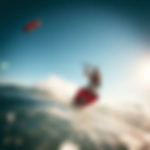 Kiteboarding Thrills with Liquid Force Trip 142 Dynamic action shot of kiteboarding with Liquid Force Trip 142