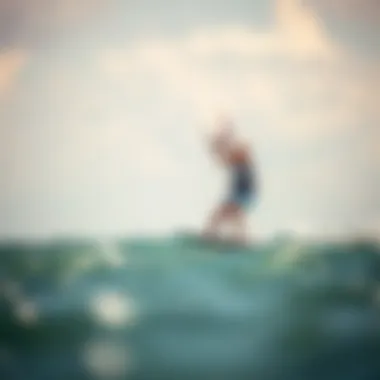 Kiteboarding Elegance in Gentle Breezes Kiteboarding in light winds with a vibrant kite