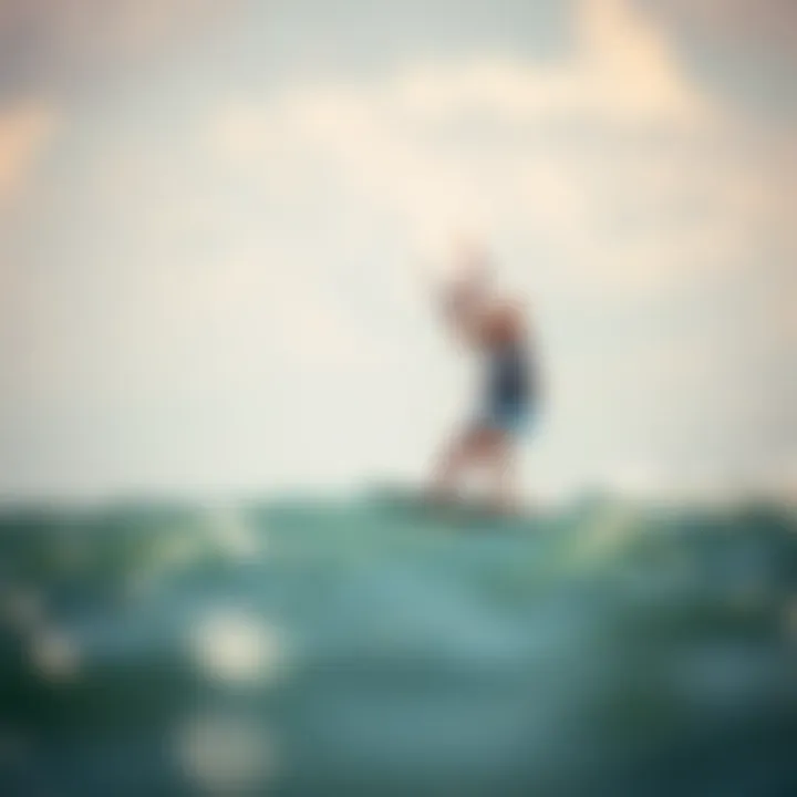 Kiteboarding Elegance in Gentle Breezes Kiteboarding in light winds with a vibrant kite