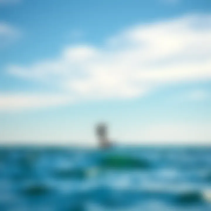 Gliding Through Serenity: The Art of Low Wind Navigation A stunning view of a kiteboarder navigating calm waters