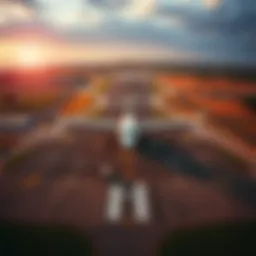 Aerial view showcasing Montauk Airport and its surroundings