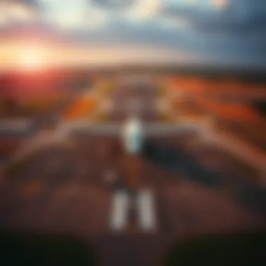 Aerial Perspective of Montauk Airport Aerial view showcasing Montauk Airport and its surroundings