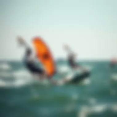 Kiteboarding Near Montauk Airport Kiteboarders enjoying the waves near Montauk Airport