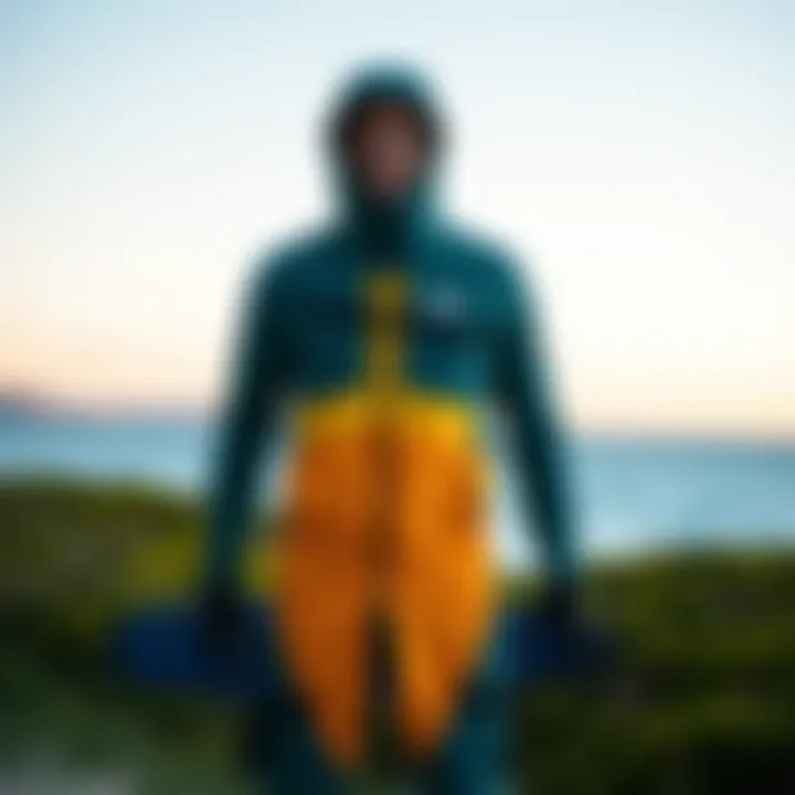 Mustang Survival Hudson Dry Suit showcased on a scenic beach backdrop