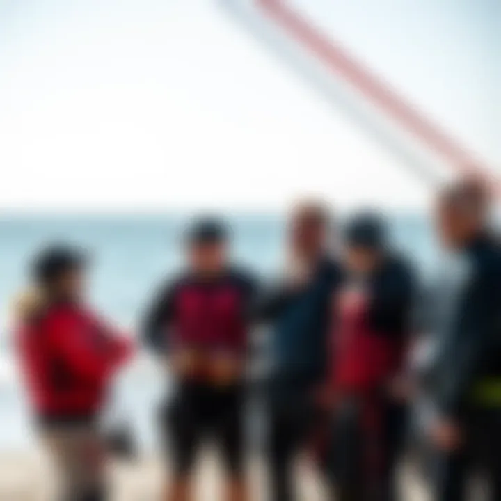 Community Discussion on the Mystic Foil Impact Vest Group of kiteboarding enthusiasts discussing the significance of the Mystic Foil Impact Vest
