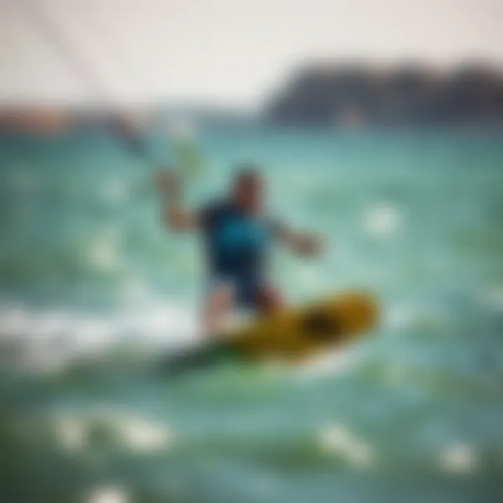 Kiteboarder in Action with the Mystic Foil Impact Vest Kiteboarder wearing the Mystic Foil Impact Vest in action on the water