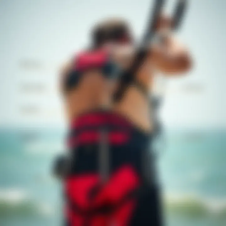 Illustration of the ergonomic features that enhance comfort during kitesurfing.