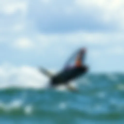 Dynamic view of the Naish S25 Hover on the water