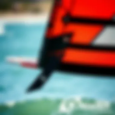 Close-up of the design features of a Naish windsurf foil