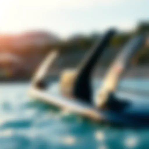 Close-up view of a Naish wing board showcasing its sleek design and construction
