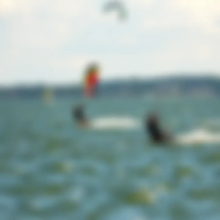 Scenic view of the Chesapeake Bay with kiteboarders in action