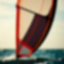Detailed view of a kite surfing sail showcasing its intricate design