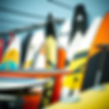 A diverse range of kite surfboards displayed for sale