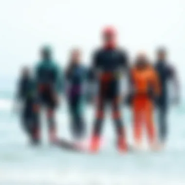 Various wetsuit designs suitable for kiteboarding