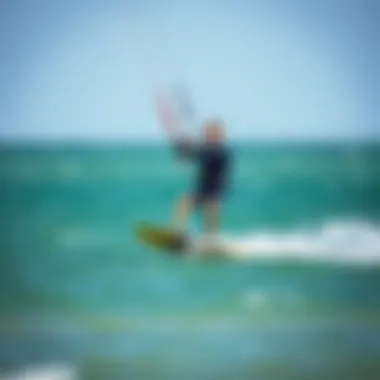 Kiteboarder riding in 60°F water conditions