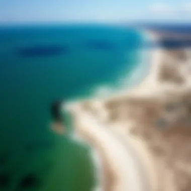 Aerial View of Kiteboarding Spots on Jekyll Island Aerial view of Jekyll Island showcasing kiteboarding spots