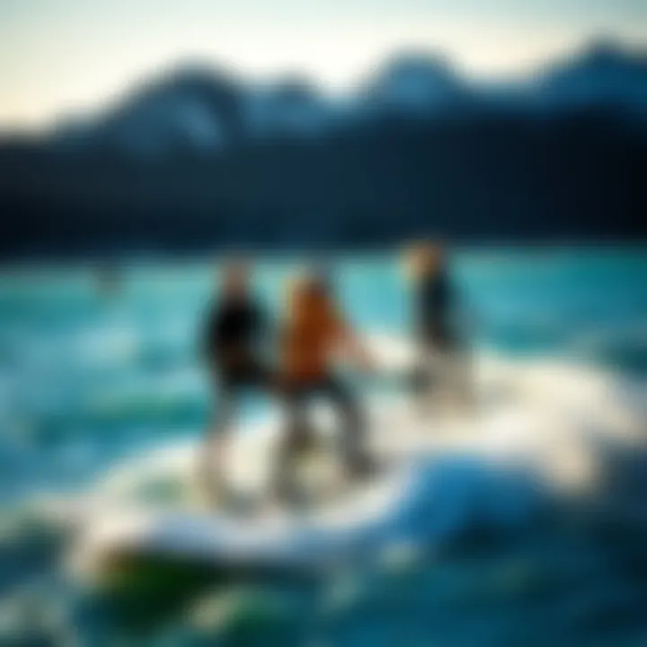 Skill Levels Enjoying the North Seek Foil Board Various skill levels enjoying the North Seek foil board