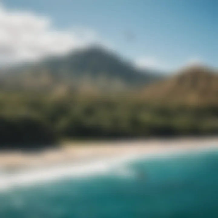 Scenic view of a kitesurfing spot in Oahu