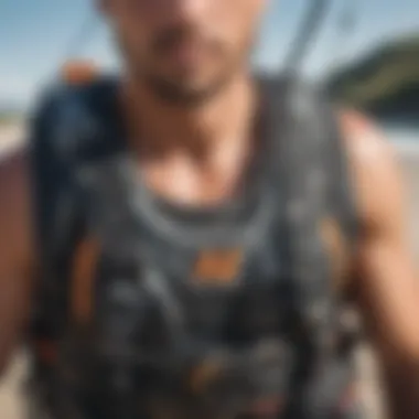 Close-up of popular kitesurf harness brands