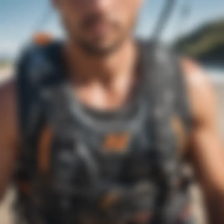 Close-up of popular kitesurf harness brands