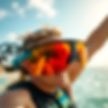 Sunglasses with UV protection in a sunny kitesurfing environment