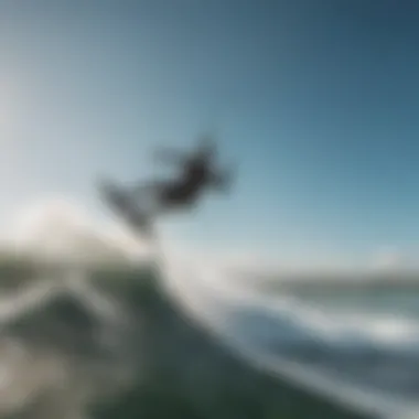 Kiteboarder navigating the waves under a clear sky