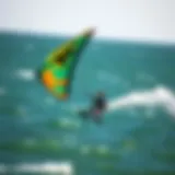 Ozone trainer kite in action over the water