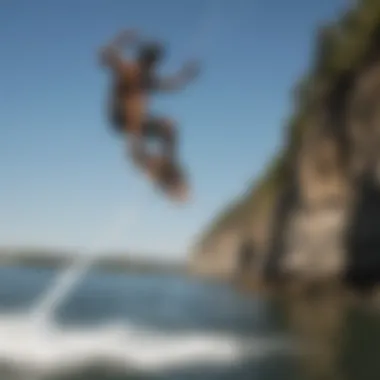 Performance Enhancements with Boston Valve Adapters A kiteboarder performing a jump, illustrating performance benefits