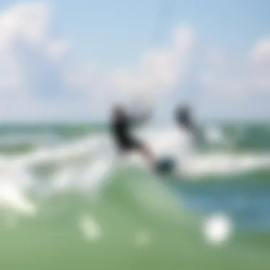 Kiteboarders riding the waves at Pleasure Bay