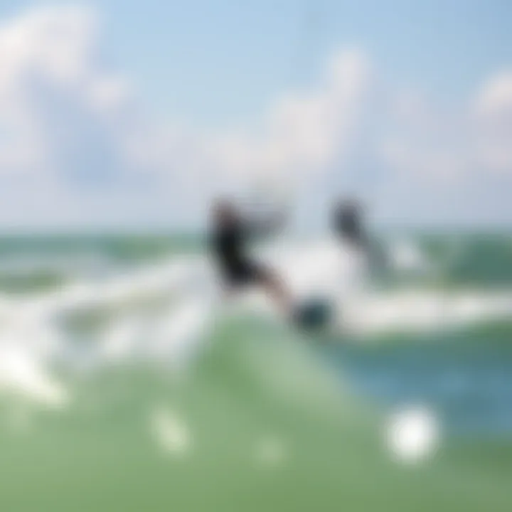 Kiteboarders riding the waves at Pleasure Bay