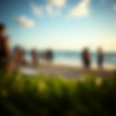 Local kiteboarding community gathering at the beach