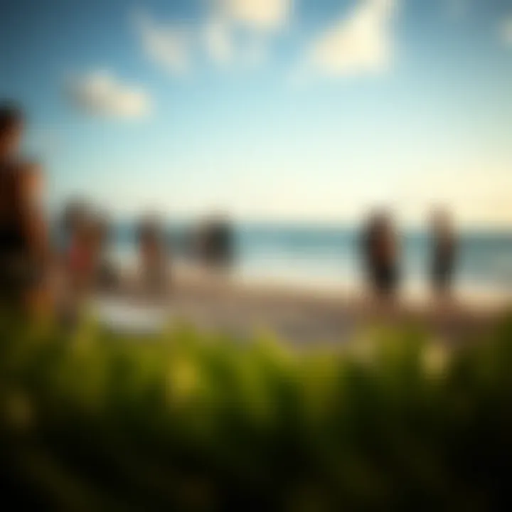 Local kiteboarding community gathering at the beach