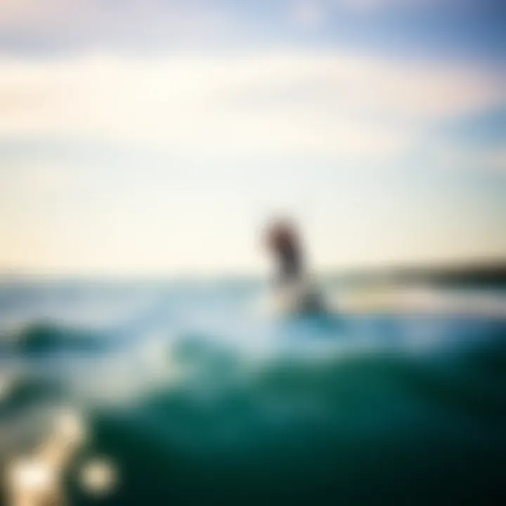Kiteboarder practicing in the water