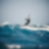 Dynamic kite surfing action on the waves