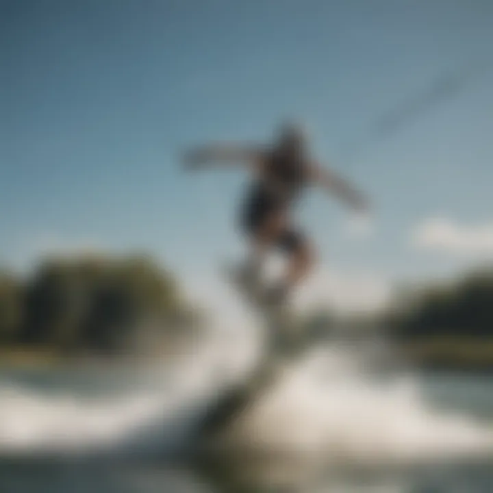 A thrilling wakeboarding session capturing the excitement and skill involved