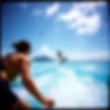 Kiteboarding action on the pristine waters of St. Lucia