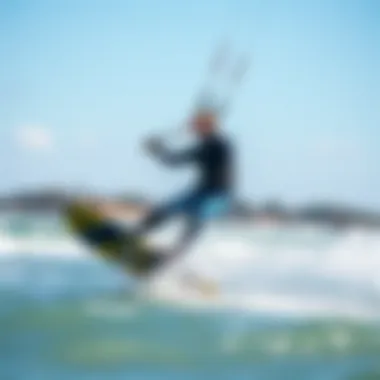 Kiteboarding maneuverability demonstration in gusty winds