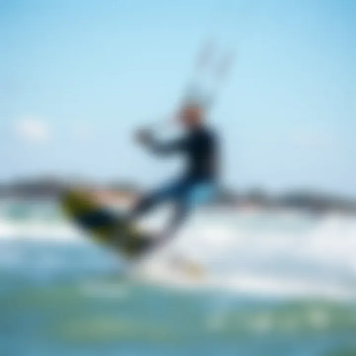 Kiteboarding maneuverability demonstration in gusty winds