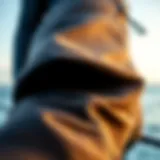 Close-up of wetsuit material showcasing texture and flexibility