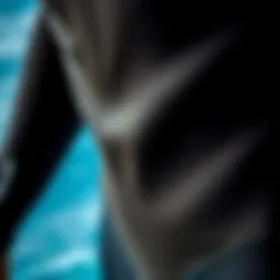 A close-up view of a neoprene wetsuit showcasing its texture and flexibility.