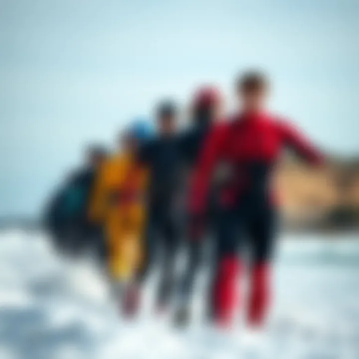 Visual comparison of wetsuit thickness options for varying temperatures