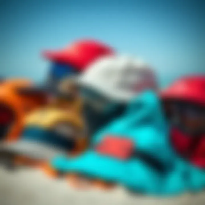 An array of waterproof floating hats displayed in various styles and colors.