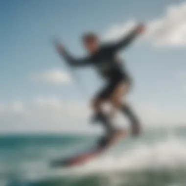 Kiteboarder Showcasing Tricks with Slingshot FSurf Kiteboarder performing tricks using Slingshot FSurf in vibrant waters