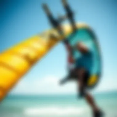 Close-up of the innovative design features of a slingshot training kite