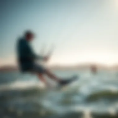 Kiteboarding enthusiast practicing with a slingshot training kite on the water