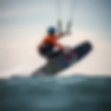 Kiteboarding rider in action with speed cap technology