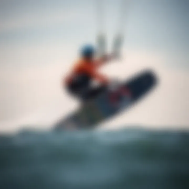 Kiteboarding rider in action with speed cap technology